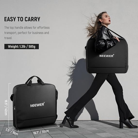Neewer 12 Ring Light Carrying Bag for RH12B RH12C RH10B RH8B, 19.7x16.5/50x42cm Portable Protective Nylon Travel Case with Separate Section for Folded Light Stand Tripod Up to 19.7/50cm, RU-011