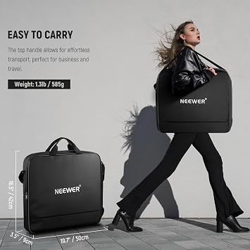 Neewer 12 Ring Light Carrying Bag for RH12B RH12C RH10B RH8B, 19.7x16.5/50x42cm Portable Protective Nylon Travel Case with Separate Section for Folded Light Stand Tripod Up to 19.7/50cm, RU-011