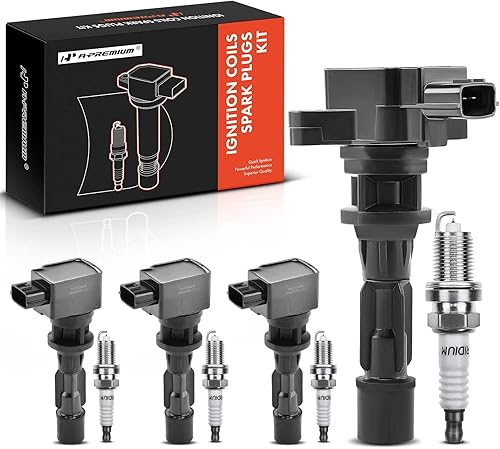 A-Premium Bobinas de encendido y bujías compatibles con Mazda 5 2008-2010 2012-2015, 2.3L 2.5L 4-PC Set