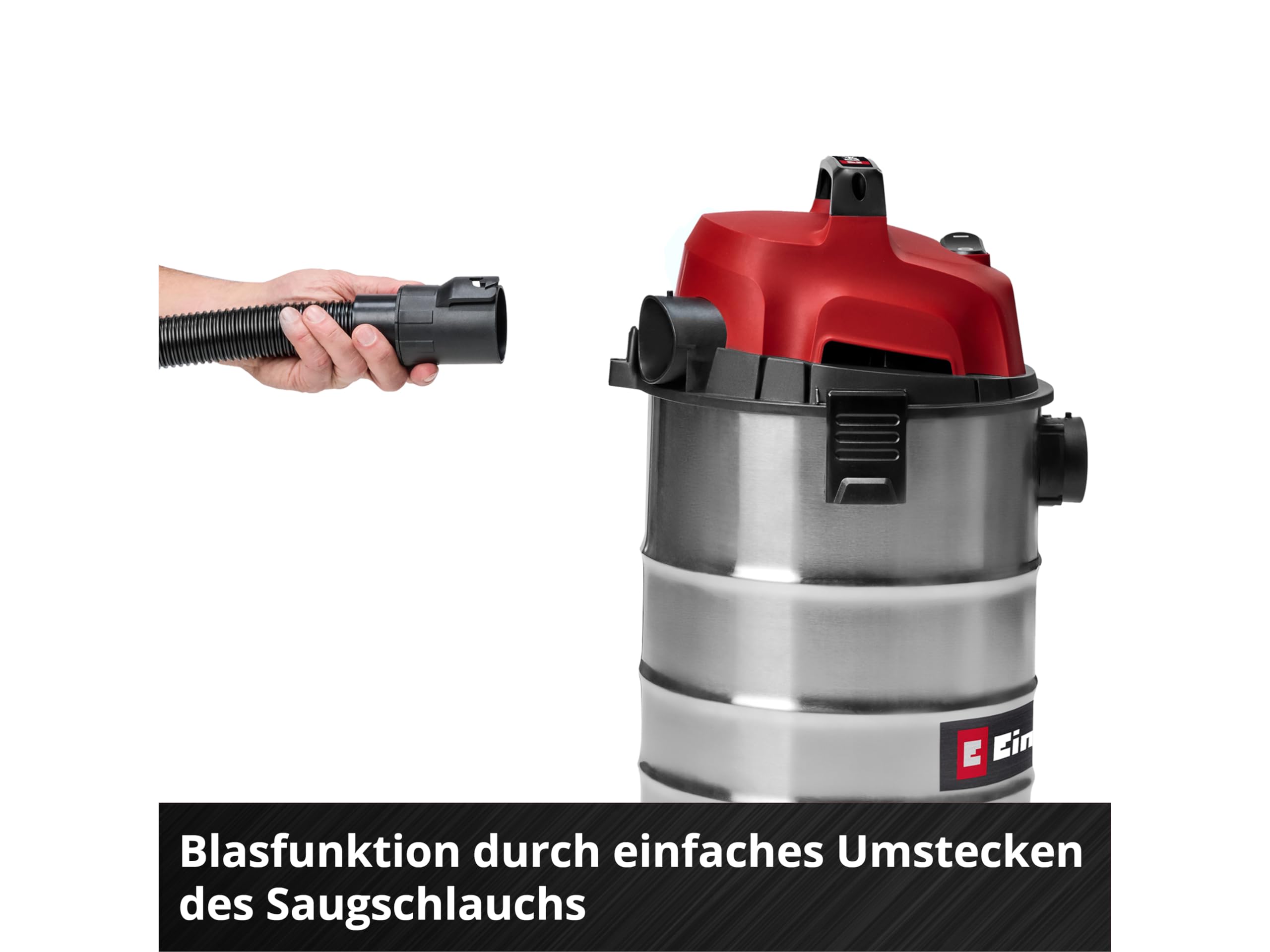 Einhell TC-VC 3055 S odkurzacz na sucho i na mokro (950 W, moc ssania 190 mbar, zbiornik ze stali nierdzewnej 20 l, rolki, uchwyt na akcesoria, w tym różne filtry i dysze)