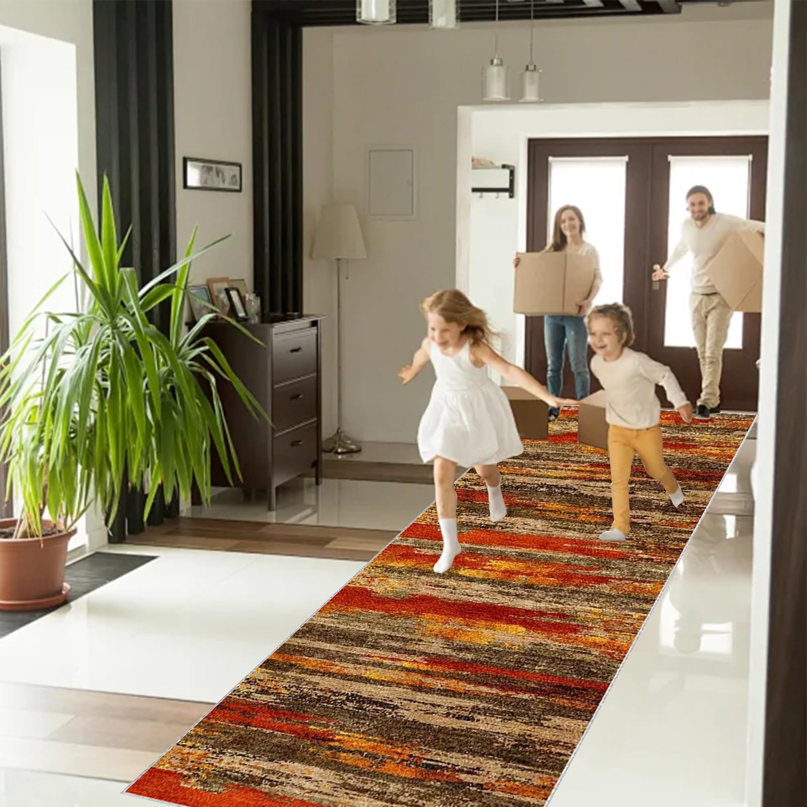Küchenteppich rutschfest Waschbar Teppich Läufer Flur Küchen Teppiche Läufer Fußmatte Lang Flurläufer Teppichläufer Flur Läufer für Eingang Küche Schlafzimmer Wohnzimmer Runner Rug 60 x 200 cm