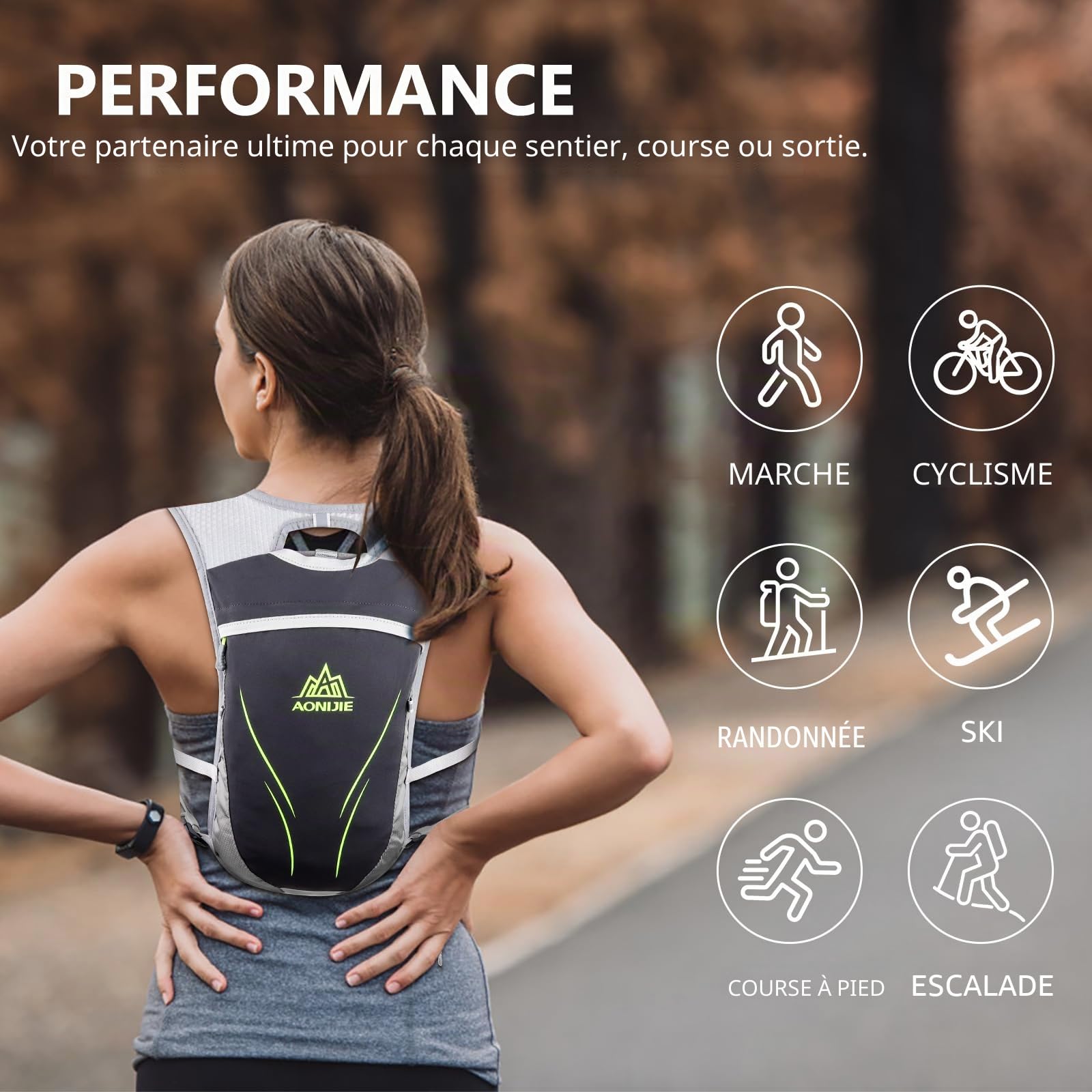 Geila Sac à Dos d'hydratation, Gilet d'hydratation Extérieur Sentier de Course à Pied Course de marathoniens Sac à Dos léger pour Hommes et Femmes