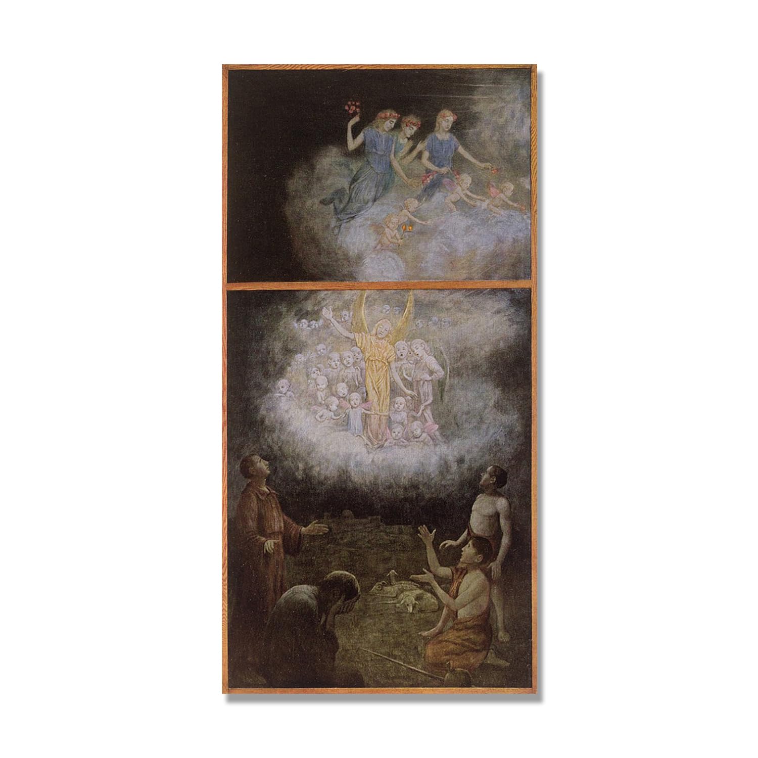 NHLDZYH Hans Thoma Style Canvas Wall Art - (The Annunciation Shepherd), German Romantic Realism Painting with Symbolic Nature, Rustic Country Home Decor. 30x60cm-11.8x23.7in. Only Canvas