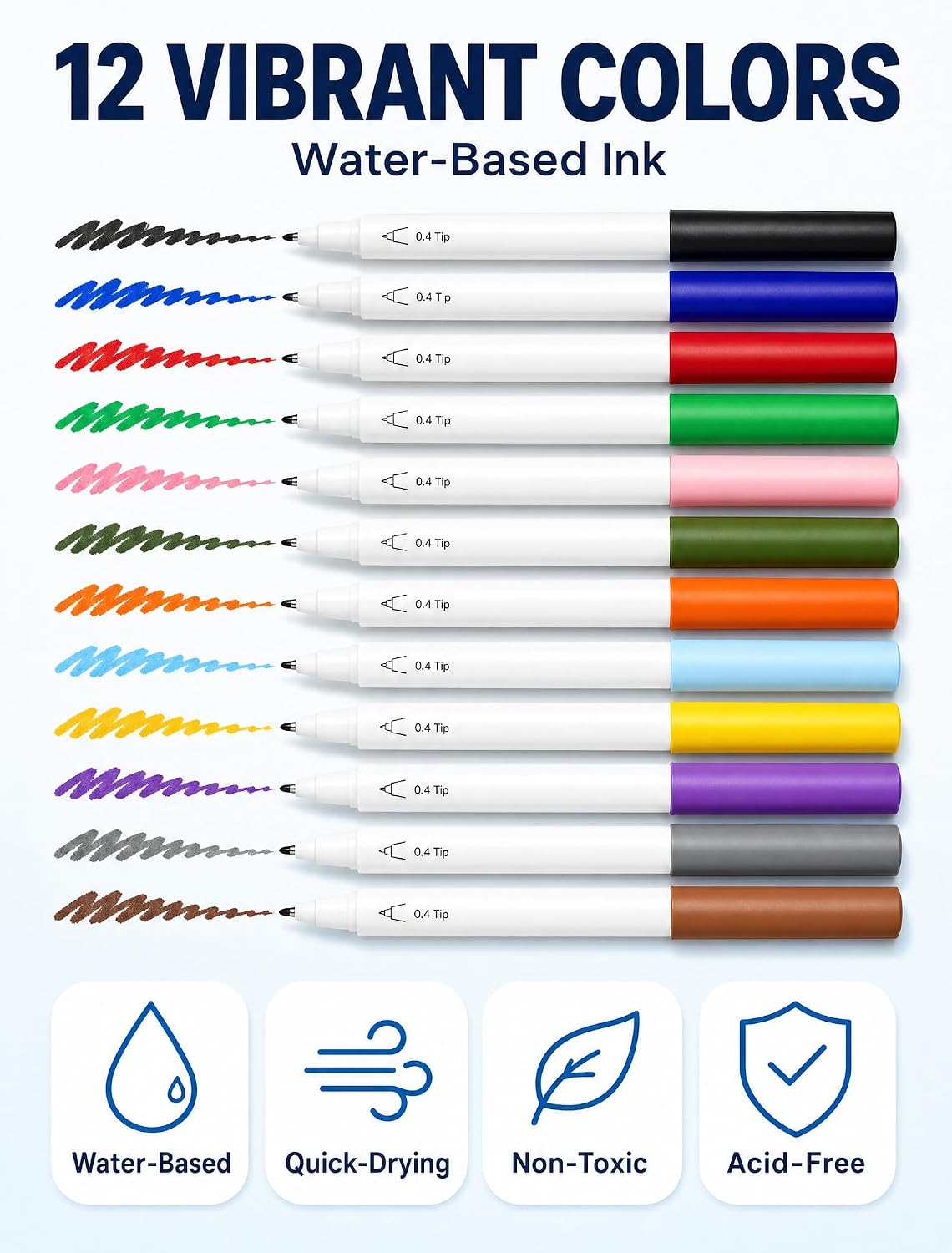 Fine Point Pens for Cricut Maker 3/4 & Explore 4/Air 2, 12 Colors, 0.4mm image 3