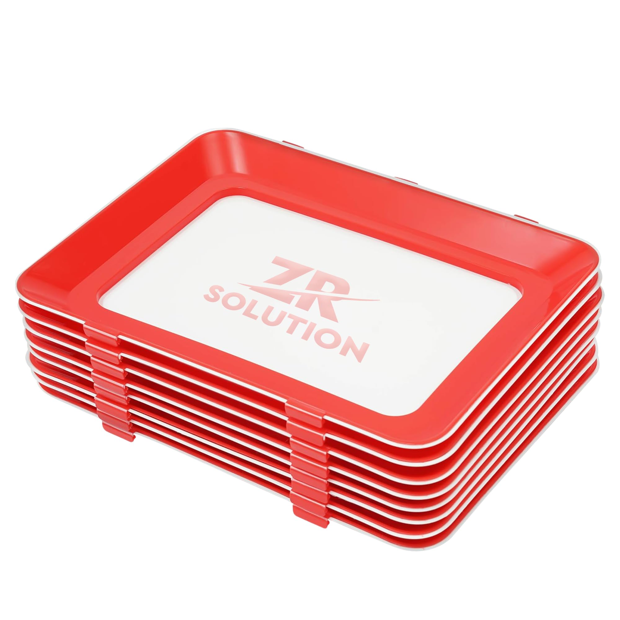 Zr Solutions Red Vacuum Fresh Storage Tray – Reusable Food Preservation Trays With Elastic Lid, Stackable & Airtight Containers For Meat, Fish, Vegetables & Fruits (2)