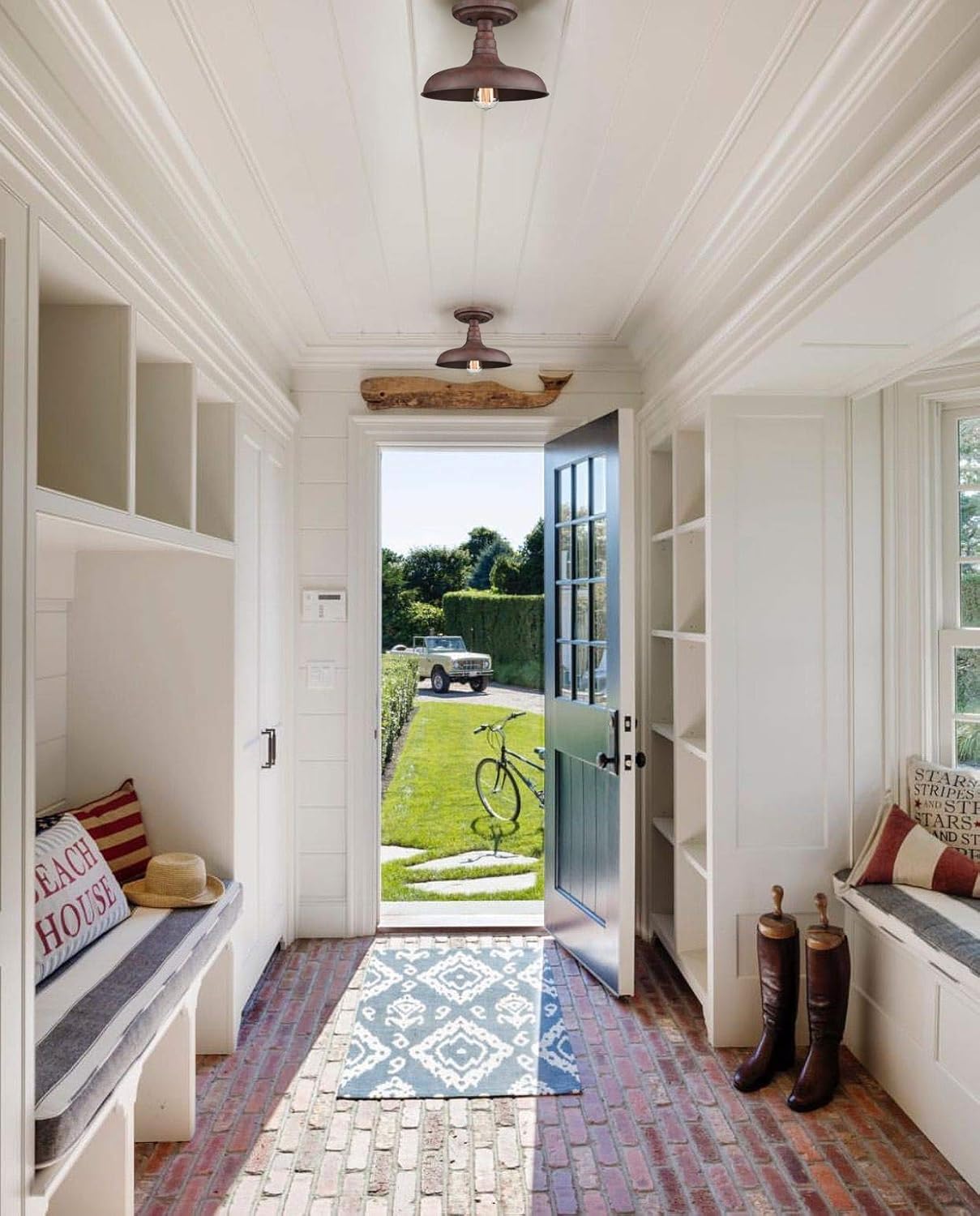 DANSEER Lighting Vintage Retro Rustic Metal Barn Semi Flush Mount Ceiling Light Rust Finish