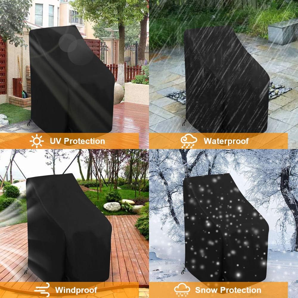 Stacking Outdoor Chair Cover Waterproof, Uranshin Outdoor Patio Furniture Covers Stacked Chairs 210D, Lounge Chair Covers Outdoor Stack Chairs for All Weather Protection, Black, 25" L x 25" W x 47”H: Kitchen & Dining