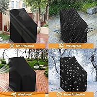 Vista 6 de Funda para Silla Apilable de Exterior Impermeable, Uranshin Fundas para Muebles de Patio Exterior Sillas Apiladas 210D, Fundas para Sillas