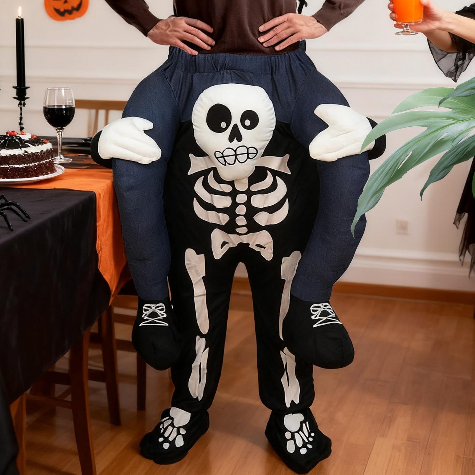 Ubrania kostiumowe na Halloween, przyciągające uwagę przebranie, kostium szkieletu dorosłych, odzież kostiumowa, dla kobiet, mężczyzn, starszych przyjaciół, cosplay, wydarzenie, urodziny, pokaz