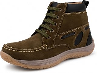 Kraasa Men's Premium Suede Leather Trekking Boots | Mid Ankle Lace-Up Outdoor Hiking Boots | Durable TPR Sole | Lightweigh... — Travel Shoes