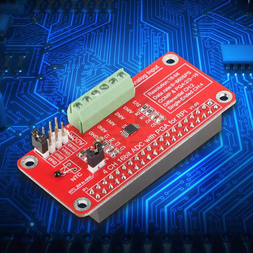 Scheda Modulo ADC, 16-Bit ADS1115 ADC Modulo Convertitore Analogico-Digitale ADC per Raspberry Pi 3/2/B+