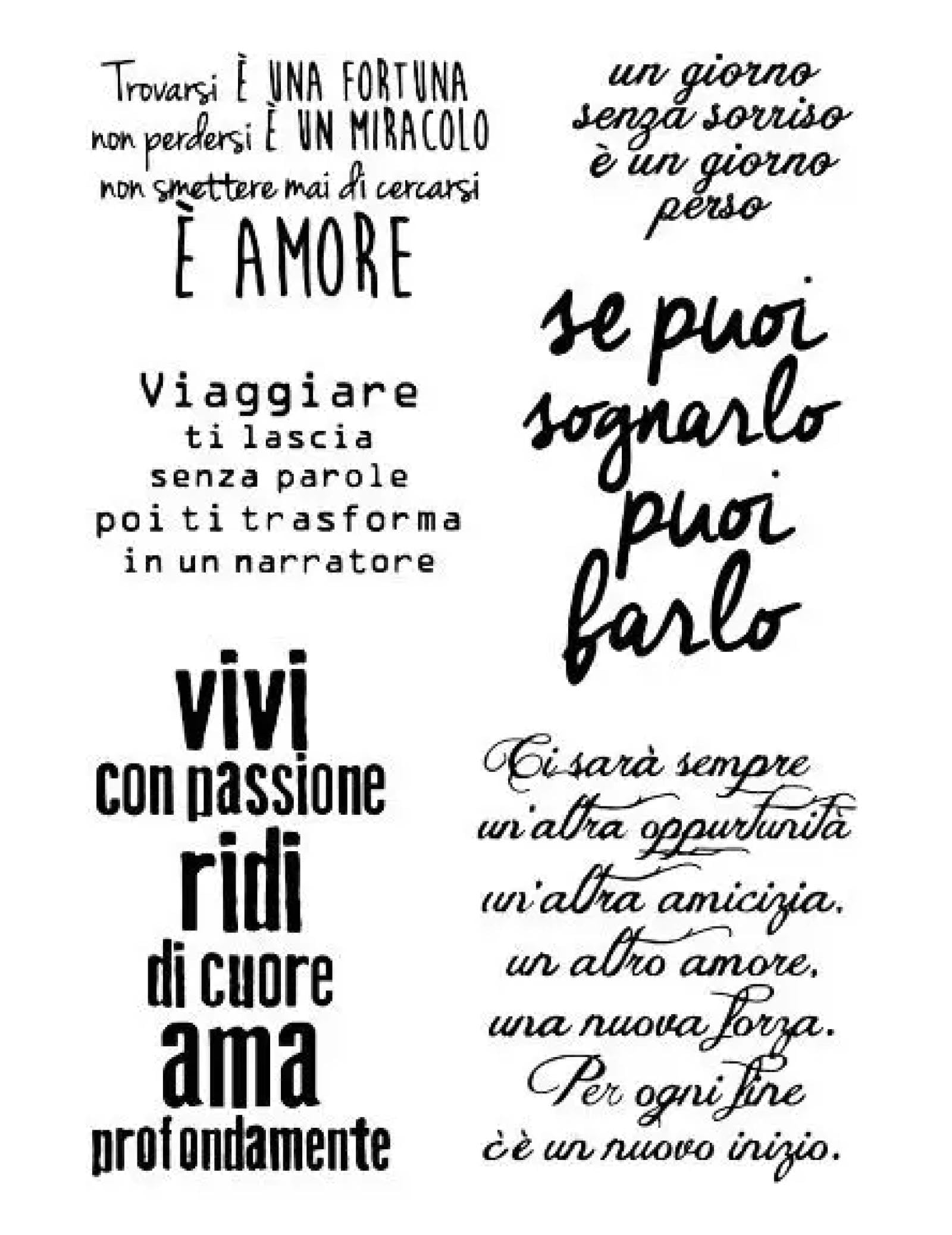 Mots italiens en tampon en silicone transparent pour album photo souvenir