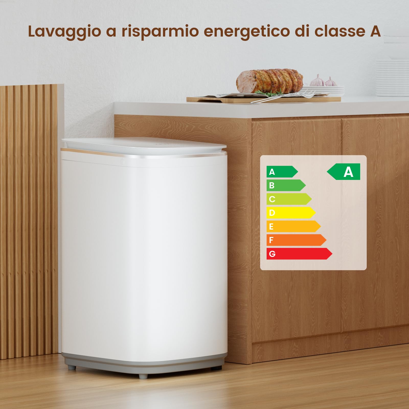 HAVA Mini lavadora, 3 kg de capacidad, pequeña lavadora y centrifugador, totalmente automática con 8 programas, función de lavado en caliente y bomba de drenaje, ahorra espacio para apartamentos