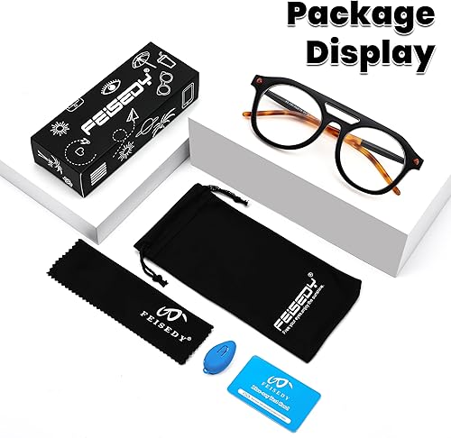 Miniatura 6 de FEISEDY Gafas de bloqueo de luz azul aviador de los años 70, marco piloto cuadrado, antideslumbrante, gafas de computadora para mujeres y hombres,