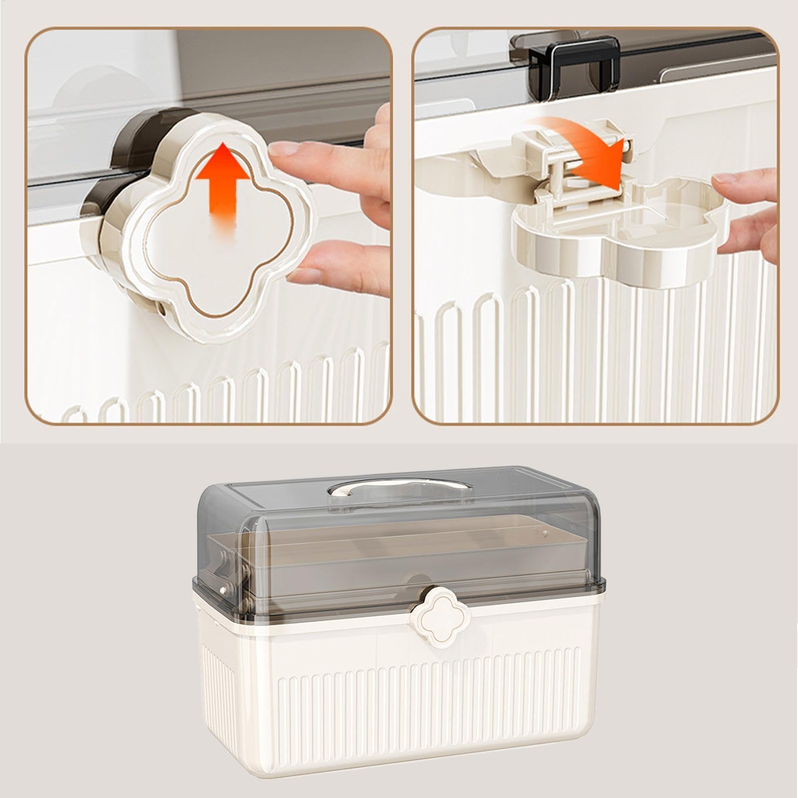 MRKU Trousse de Premiers Secours familiale Portable, Armoire à Pharmacie, Organisateur, pilulier Transparent, Grand bac