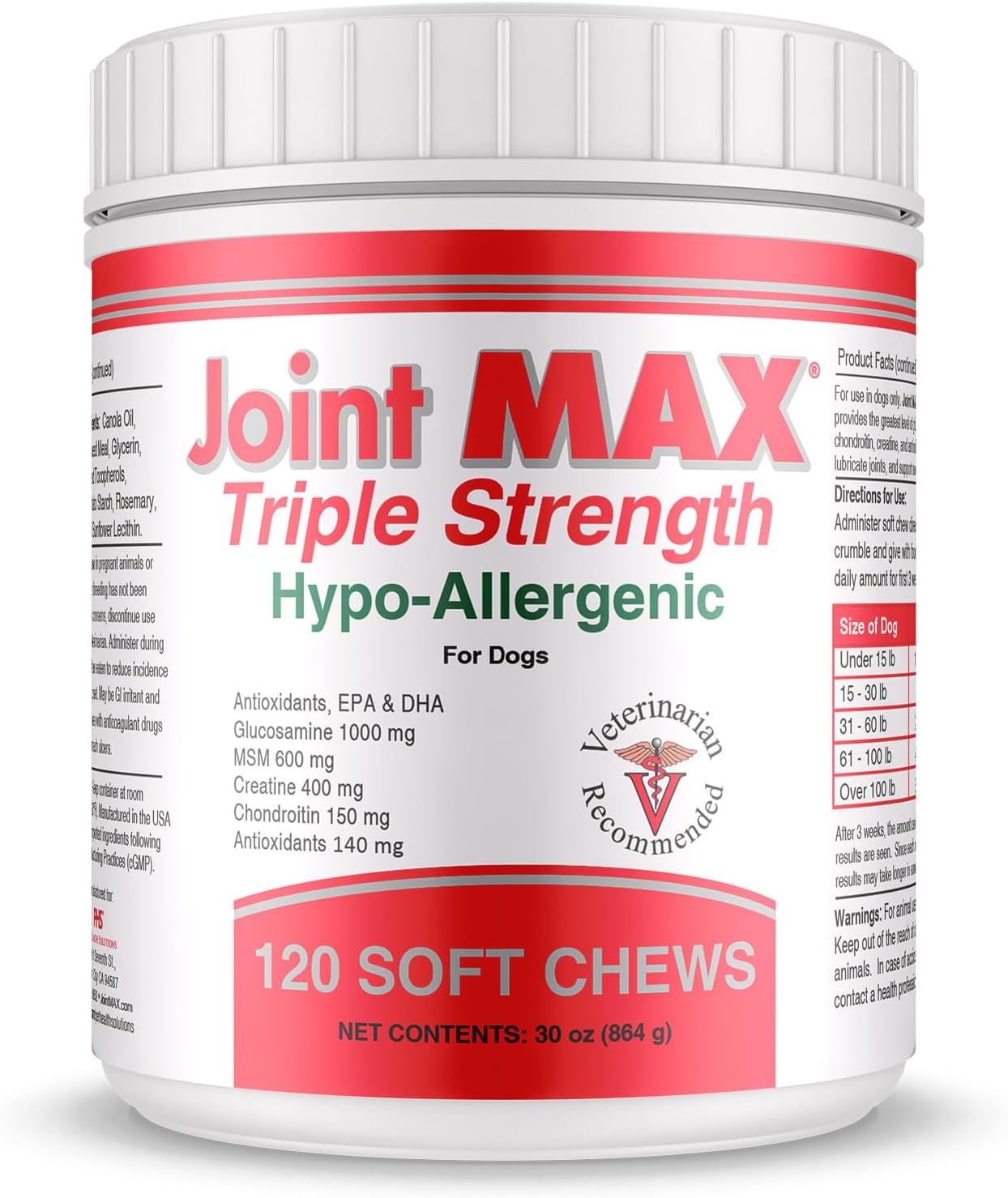 Joint MAX Triple Strength HypoAllergenic Soft Chews for