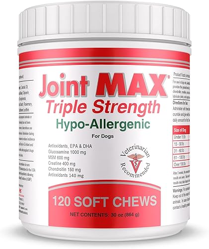 Triple Strength Hipoalergénico Suave Masticables para Perros  Suplemento de Apoyo de Cadera y Articulación con Glucosamina, Condroitina y MSM  Hecho