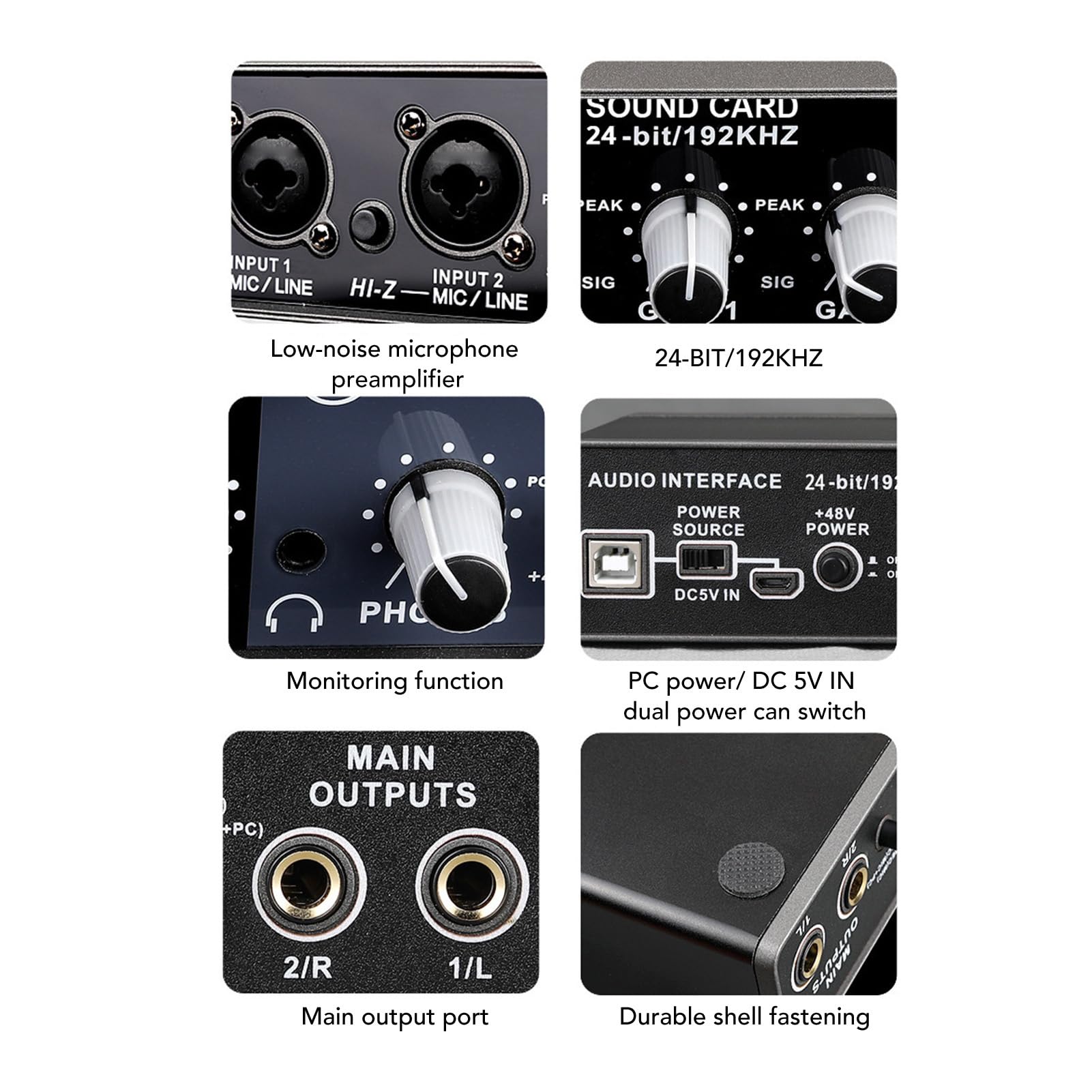 Amazon.com: Live Sound Card Audio Mixer, 24BIT 192KHZ 3-60dB DSP