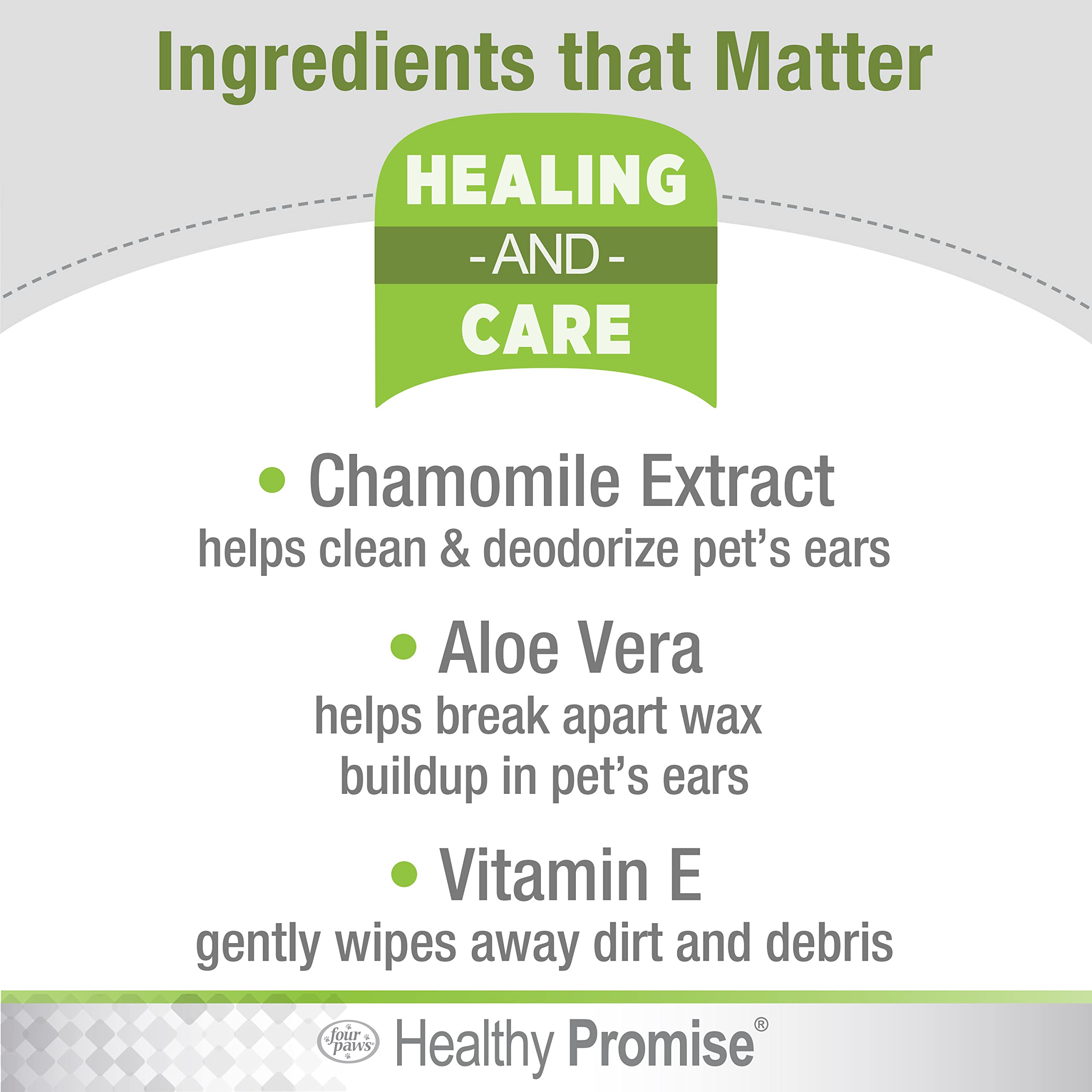 Four Paws Healthy Promise Grooming Soothing Pet Ear Cleaning Wipes, Odor Reducing & Itch Relief, 35 Count - image 4