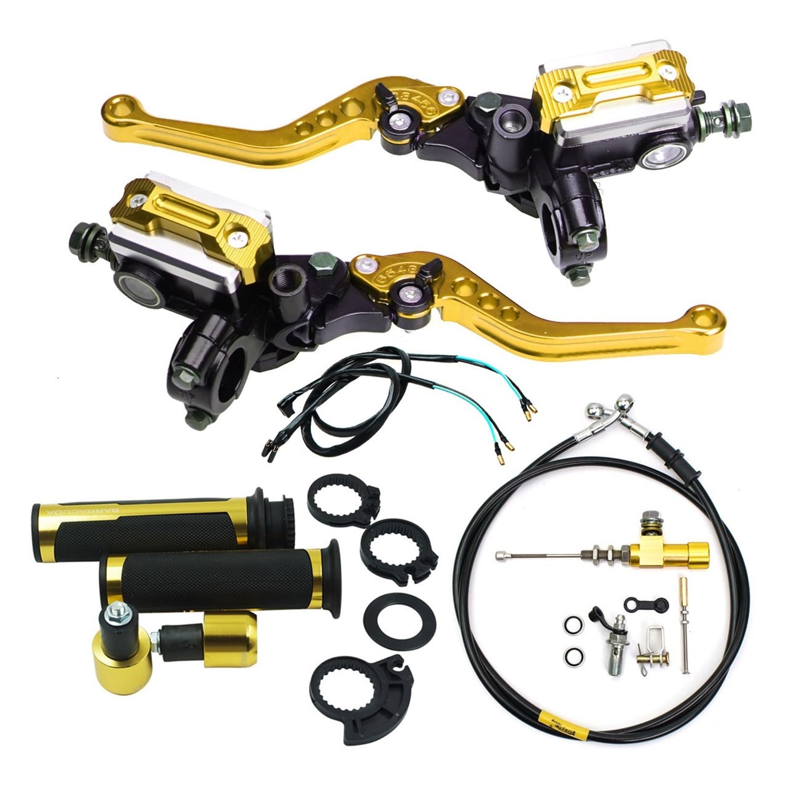 Iukmr G Motorcycle Clutch Brake Lever Universal Motorcycle Hydraulic Clutch Kit Brake Levers Master Cylinder Reservoir With Rip Hose(G)