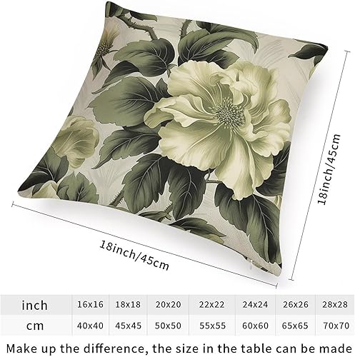 Vista 2 de ArogGeld Chinoiserie - Fundas de cojín asiáticas con diseño de flores blancas y verdes, funda de almohada Chinoiserie Floral con hojas verdes