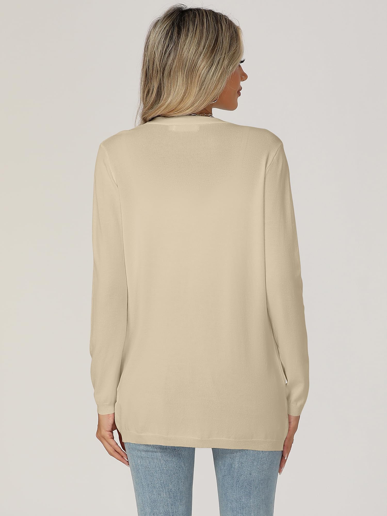 Cardigan Donna Maglia Maniche Lunghe Elegante Lungo Leggero Aperto Giacca Tinta Unita Estivo Primavera
