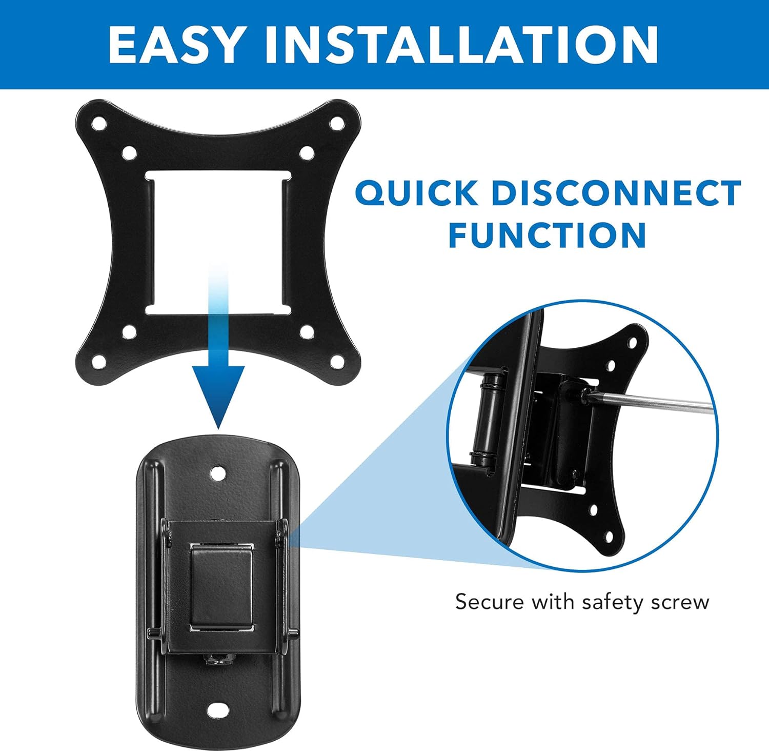Mount-It! Small to 42 Inch TV & Monitor Wall Mount | Low-Profile Slim Design | 44lb Capacity | Tilts & Swivels | Fits Most 23-42 Inches TV and Monitor