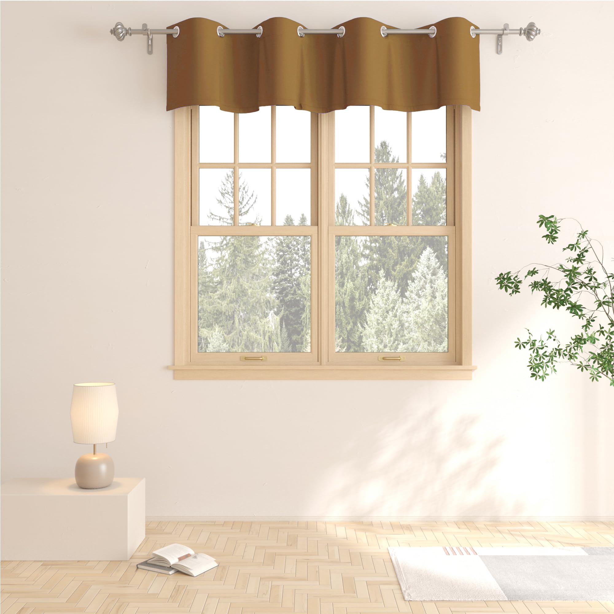 Cantonnière de rideau marron 40 cm pour salon chaleureux
