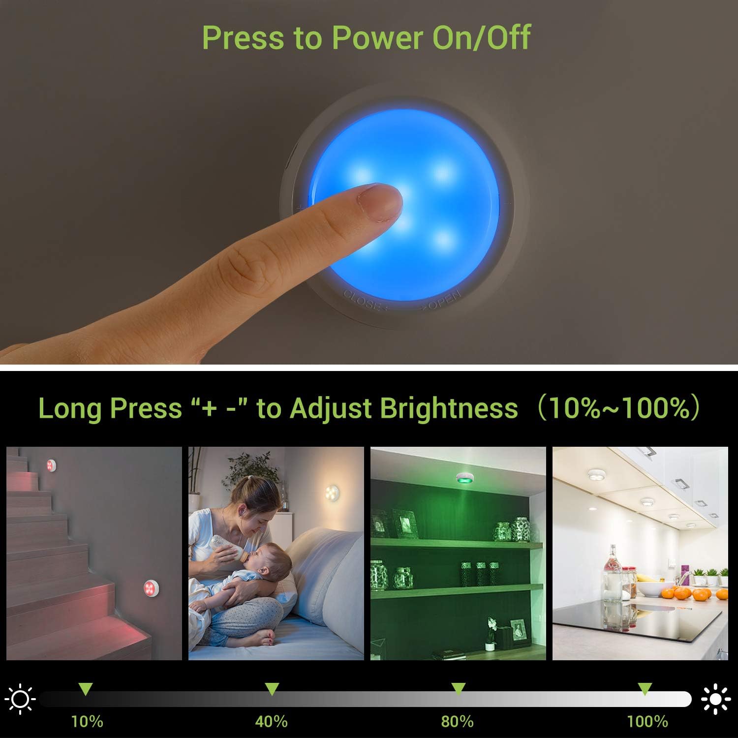 Puck Lights with Remote, OxyLED Wireless Color Changing LED Cabinet Lights with Timing, Battery Powered Tap Lights, Dimmable Closet Light, Night Light for Kids' Bedroom, Wardrobe, Kitchen (6 Pack)