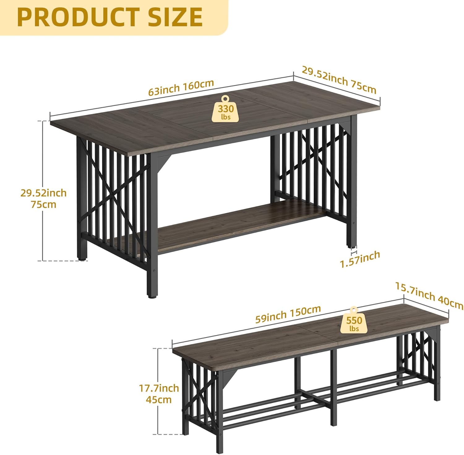 Image showing storage space under the dining table and benches, with items stored in bins.