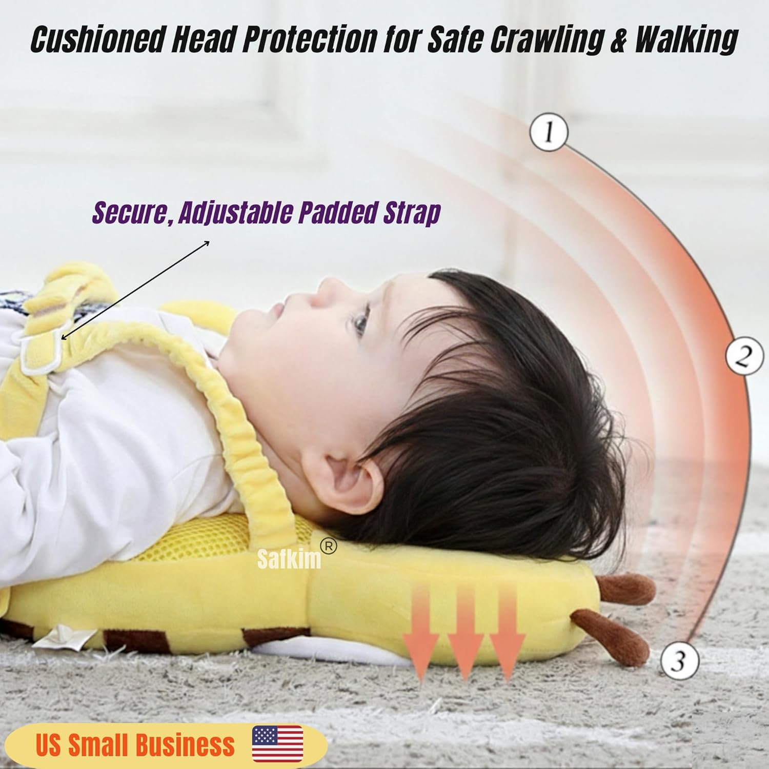 Baby Crawling Knee Pads Non-Slip,Infant Head Protection Backpack Anti-Fall, Cabinet Safety Locks – Complete Toddler Safety Set for Crawling -Walking Babies.