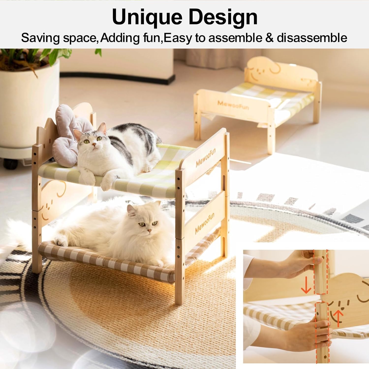 review MEWOOFUN Cat Hammock Bed Elevated Pet Bed for Indoor Cats or Puppy, 21.7