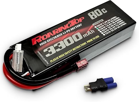 RoaringTop 3S Lipo Battery 3300mAh 11.1V 80C with Deans T Plug High Capacity Soft Case RC Car Battery Fit for RC Car Trucks 1/8 1/10 RC Vehicles Hobby Models