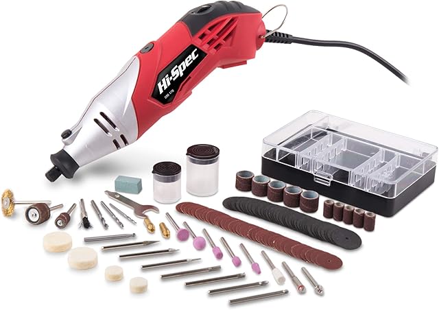 Hi-Spec Power Rotary Tool Kit Set 170W 1.4A with 121 Piece Dremel Compatible Bit Accessories. Drill, Cut, Trim, Grind & Sand in DIY Repairs, Hobbies & Craftwork