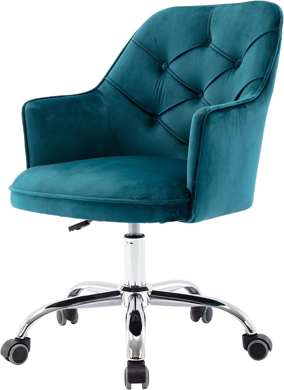 SSLine Velvet Home Office Chair,Modern Swivel Accent Chair,360° Upholstered Adjustable Swivel Armchair Desk Chair Reception Chair Nice Task Chair for Office, Living Room,Bed Room (Lake Blue)