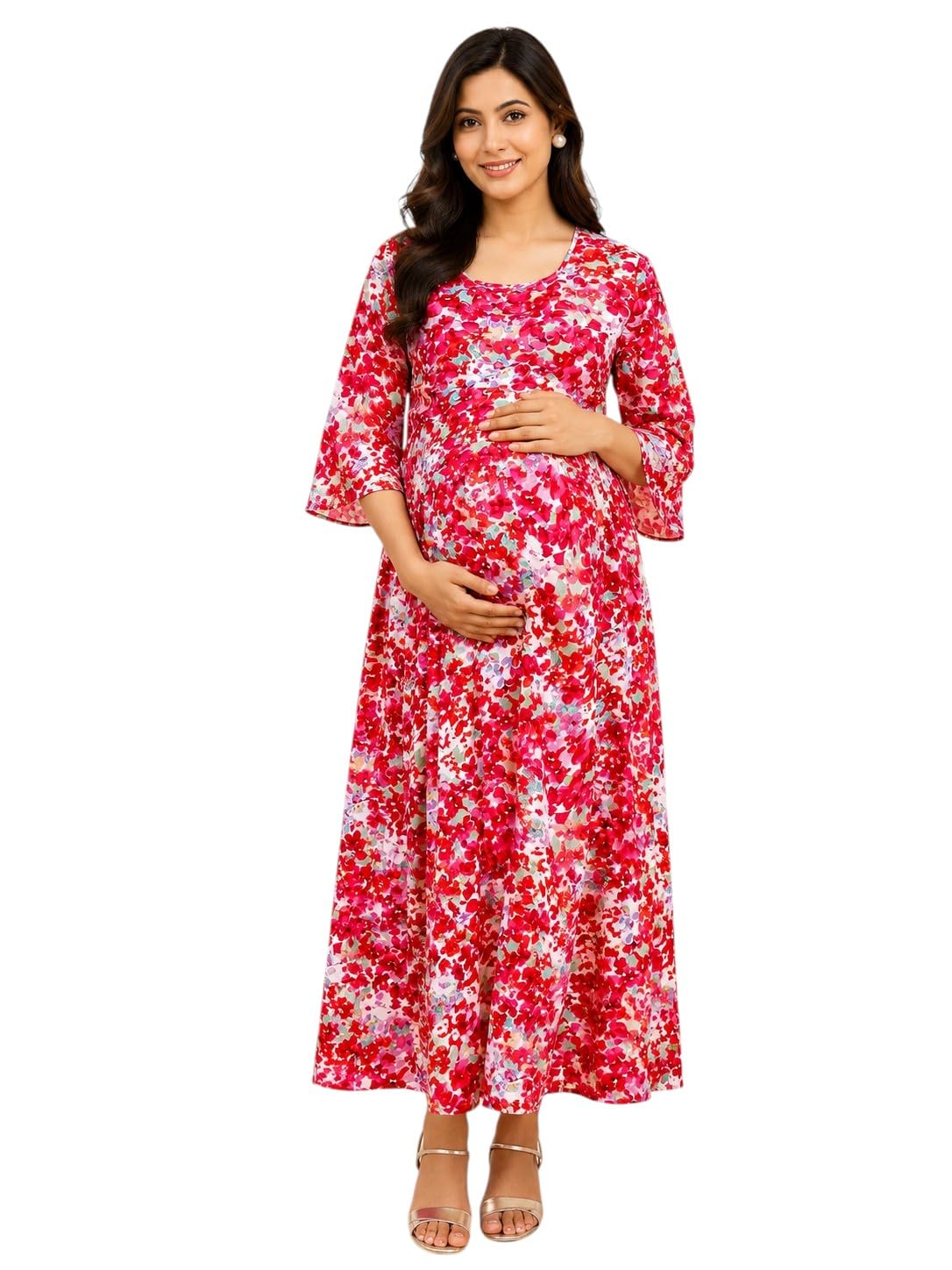 ritijya Zipless Feeding Kurtis & Dresses for Women|Zipless Maternity Wear Gown Pregnancy Dress for Nursing Mothers|Viscose Rayon|Stylish & Comfortable|S to 4XL(Cherry Red,9317_36)-picture-15