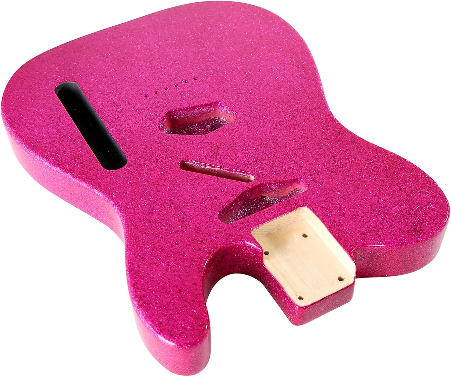 Metallic Guitar Body TL Style Poplar Wood DIY Electric Guitar Body | S-S or S-H Pickup Routing, Bolt-on Heel, Sparkle Pink, Telecaster Style