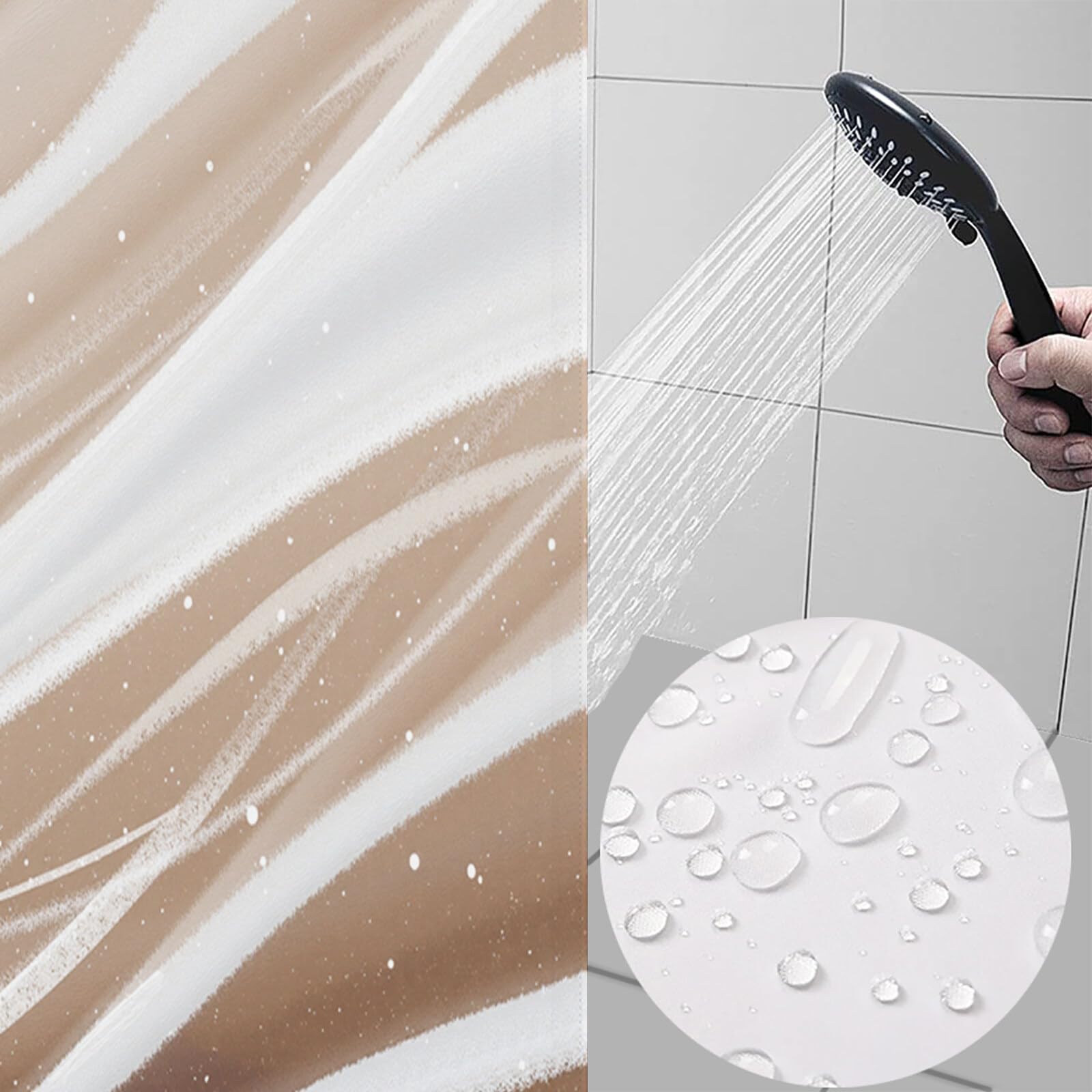 Rideau De Douche Traits De Pinceau Illustration Abstraite Tissu Imperméable Lavable avec Crochets Anti Moisissure en Polyester Rideau Douche pour Salle De Bain