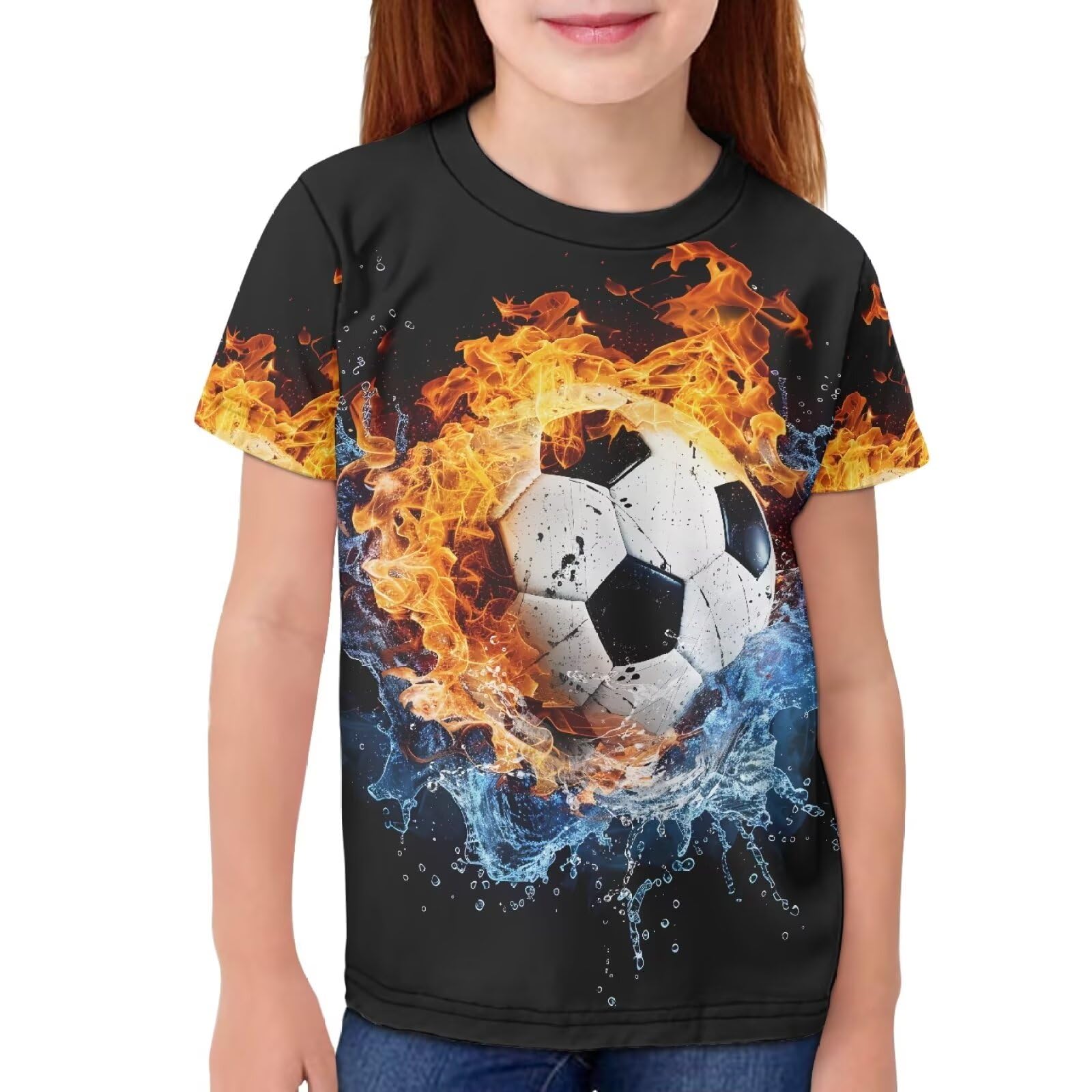 JEOCODY Boys Girls Graphic Tees Funny 3D Printed Short Sleeve T-Shirts 3-16T