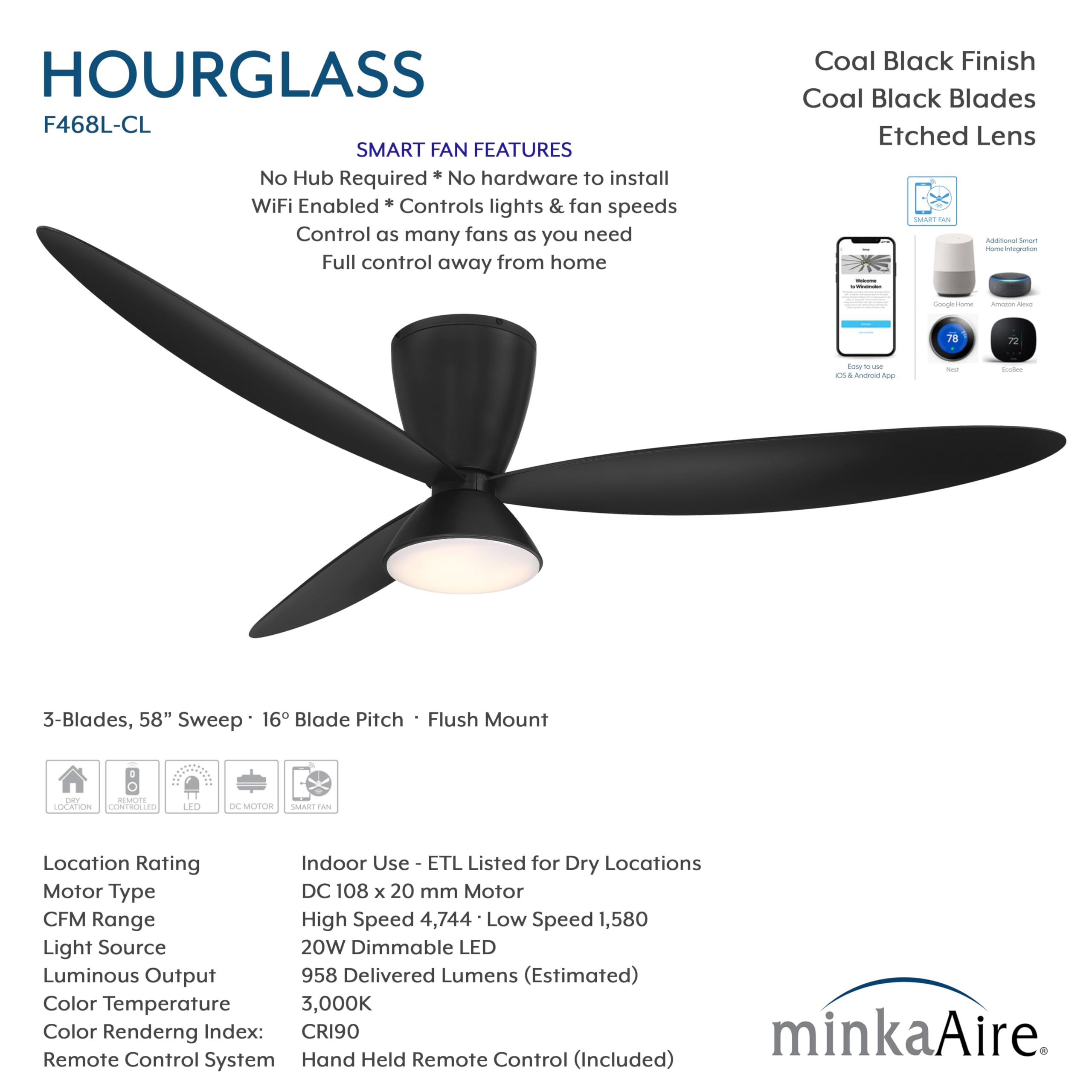 MINKA-AIRE F468L-CL Hourglass 58