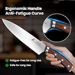 Knife Set with Block, Kitchen Chef Knives Set with Sharpener, Stainless Steel Knife Block Set, 6 Pcs Steak Knife Set Serrated, German Dishwasher Safe, Beveled Design Brown 15 Pieces
