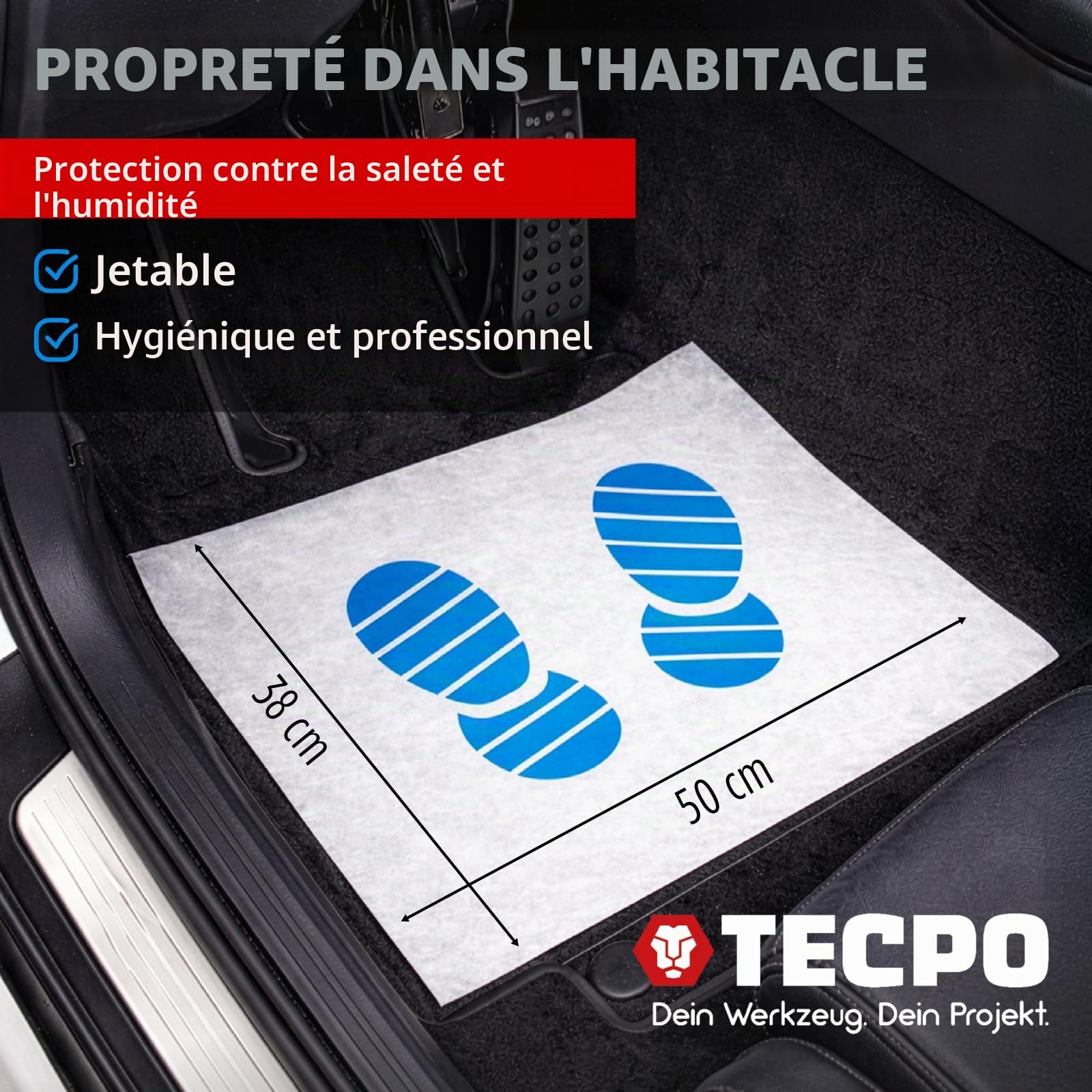 TECPO Lot de 500 tapis de sol jetables 500 x 380 mm - Protection du sol