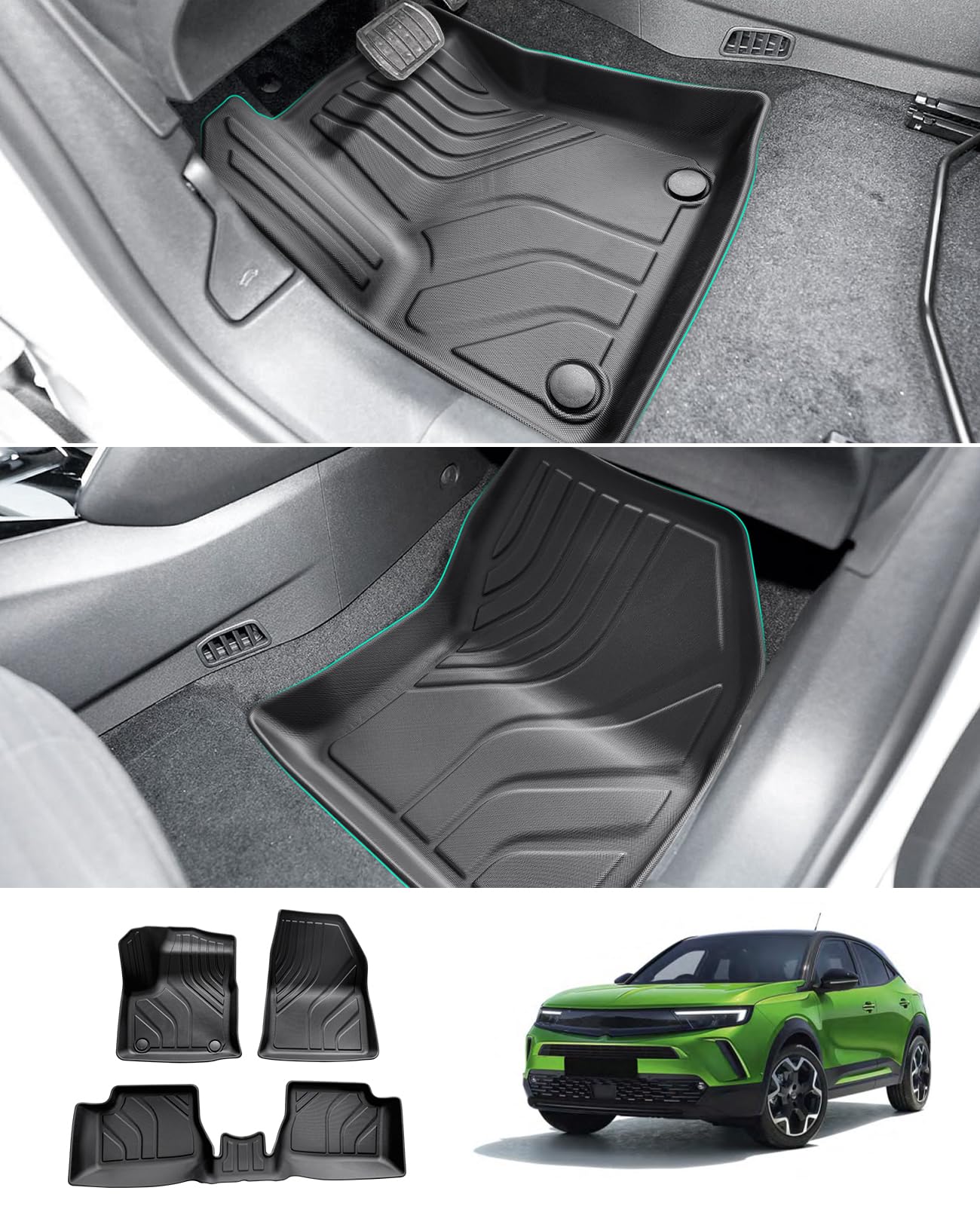 ELMASLINE 3D Gummimatten & Kofferraumwanne Set Für RENAULT ZOE Ab 201 Standard Ladeboden Fussmatten