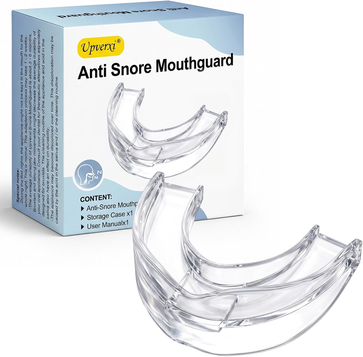 Anti Snore Mouthpiece – Boil-and-Bite Moldable Mouth Guard, BPA-Free Snoring Device, Reusable with Travel Storage Case for Men & Women (Clear)