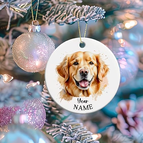 Miniatura 6 de Adorno de cerámica personalizado para perro Golden Retriever, adorno personalizado para árbol de Navidad para perros 2023, adornos de cerámica de
