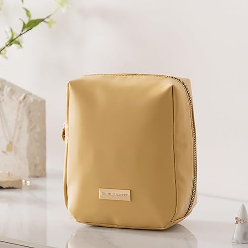 Miniatura 5 de HBselect Bolsa de maquillaje de viaje, bolsa de cosméticos portátil con cremallera para mujer, elegante bolsa de cosméticos portátil para mujeres