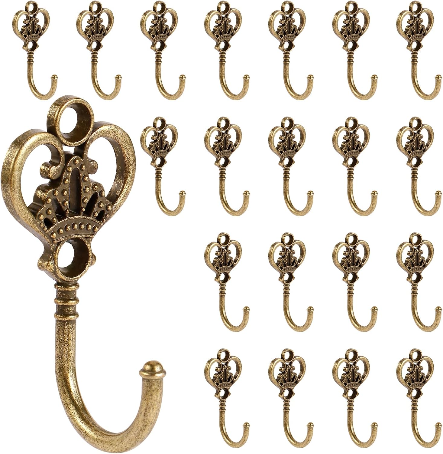 20 PCS Vintage Decorative Wall Hooks, Bohemian Decorative Coat Hook with Screws, Wall Hooks for Hanging Coat/Backpack/Towel (Bronze)