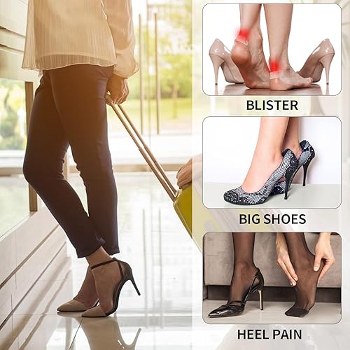 Miniatura 4 de Almohadillas de talón para zapatos sueltos, adhesivo de malla, 4 pares de almohadillas de talón reutilizables, protectores de talón para mujeres y
