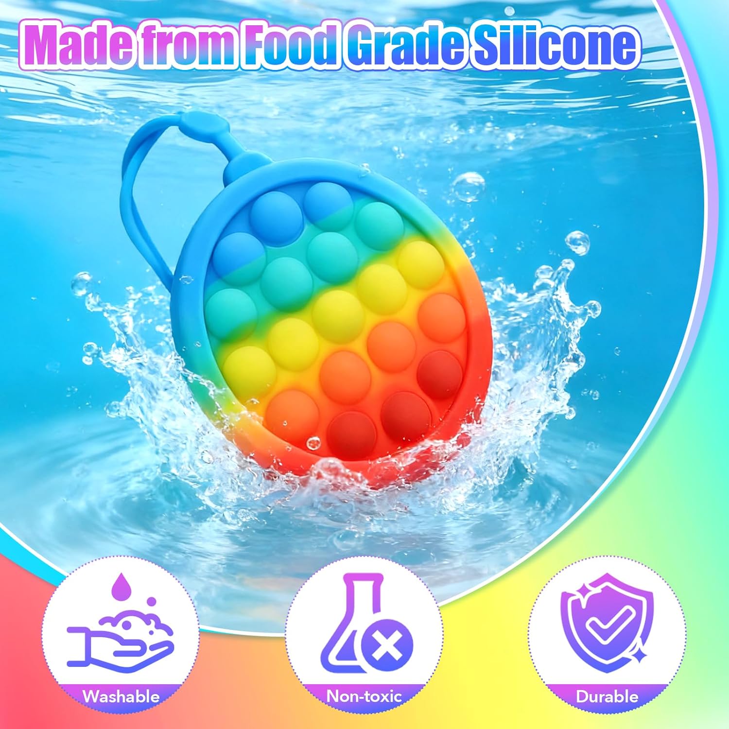 Upgraded Endless Pop Fidget Toy, Sensory Bubble Poppers for Kids and Adults - Push, Poke, Squeeze for Stress Relief, Silicone Bubble Board for Party, Travel, Office, Classroom Gifts