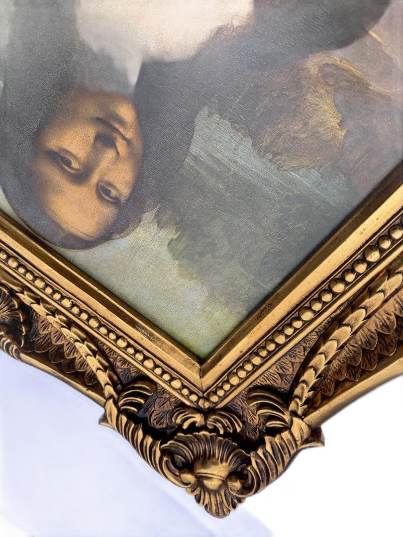 Mona Lisa Bild mit Barock Rahmen Wandbild von Leonardo da Vinci 73x63 cm Kunstdrucke Gemälde Retro Repro Antik für Home Büro Praxis Café